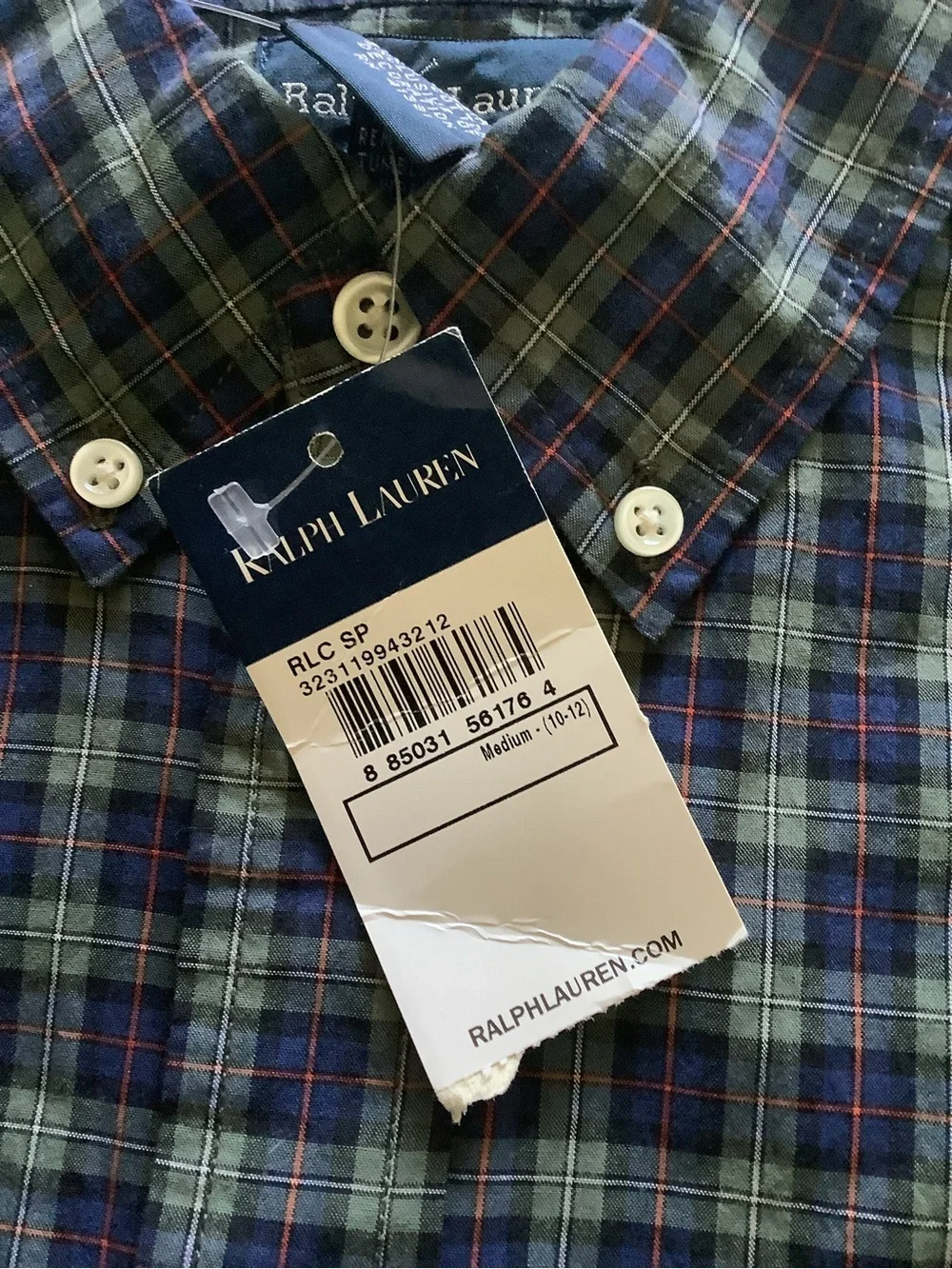 Youth Medium Plaid Polo Ralph Lauren Button Down Shirt NWT